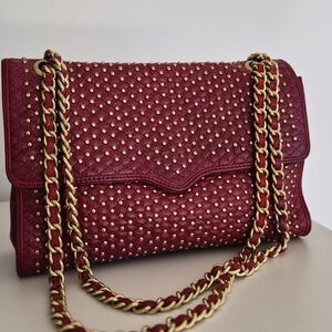Rebecca Minkoff Burgundy Studded Chain Shoulder Bag